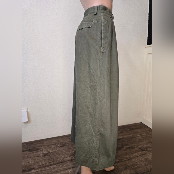 Vintage Willis& Geiger Skirt 8 USA Made Bush Poplin Wrap Maxi Green  Military - Picture 5 of 15